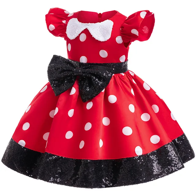 0-6 Year Old New Children's Birthday Party Girl Princess Dress Performance Party Bow Dot Girl Elegant Evening Dress-animated-img