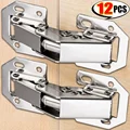 12/2PCS 90 Degree Cabinet Hinges Steel No-Drilling Hole Cupboard Door Hydraulic Buffer Hinges Home Kitchen Furniture Hardware