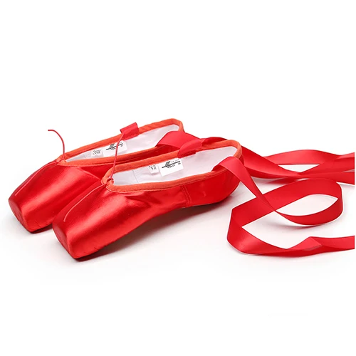 red canvas ballet shoes