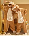 Winter Couple Pajamas Adults One-piece Jumpsuit Animal Sleepwear Tiger Onesies Pyjamas Thicken Hooded Cartoon Women Men Homewear preview-3