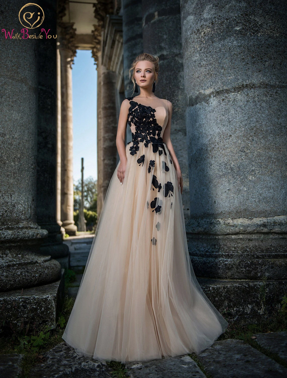 Champagne Tulle Long Evening Dress 2022 