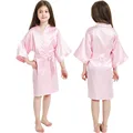 Toddler Girl Nightgown Satin Teenage Red Pink Silk Kimono Spa Bath Robe for Girls Wedding 3 to 4 5 6 7 8 9 10 11 12 13 14 Years preview-4