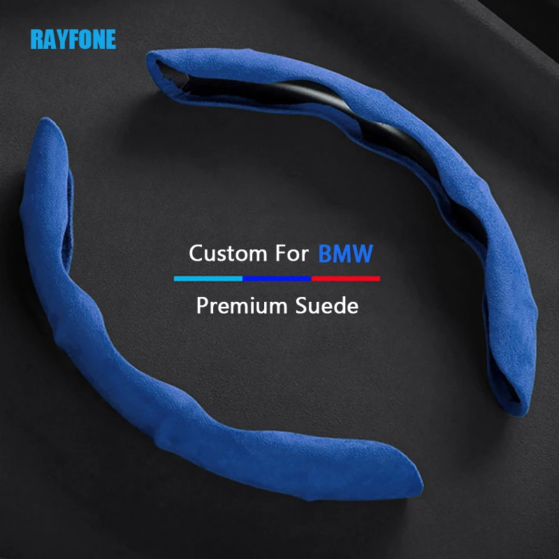 Non-slip Car Steering Wheel Cover Suede For BMW 1 3 5 7 Series X1 X3 G01 X4 G02 X5 X6 F30 F31 F32 F34 F20 F21 F07 F10  F15 F16-animated-img