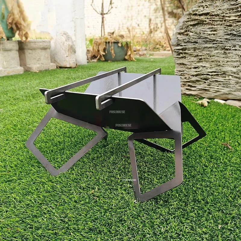 Outdoor Small Portable Fire Pits Modern Household Garden Brazier Portable Grill Stand Bonfire Rack Simple Barbecue Camping Stove-animated-img