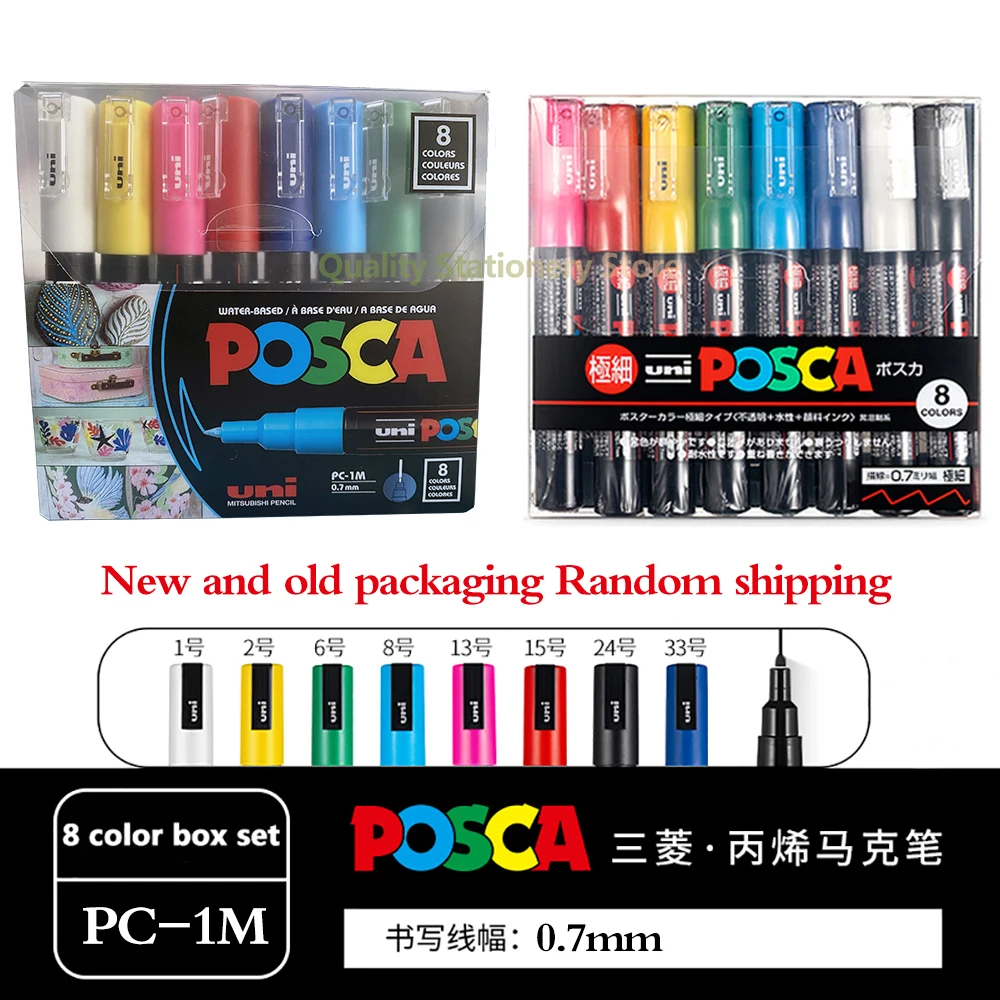 Uni 7 Pastel Posca Paint Markers Pen, PC-5M 7C Medium Posca