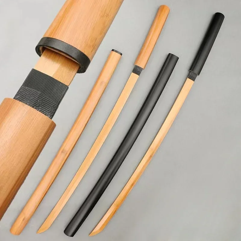 Unsharped Wooden Knife Kendo Samurai Iaido Martial Arts Duel Fencing Training Bamboo with Sheath-animated-img