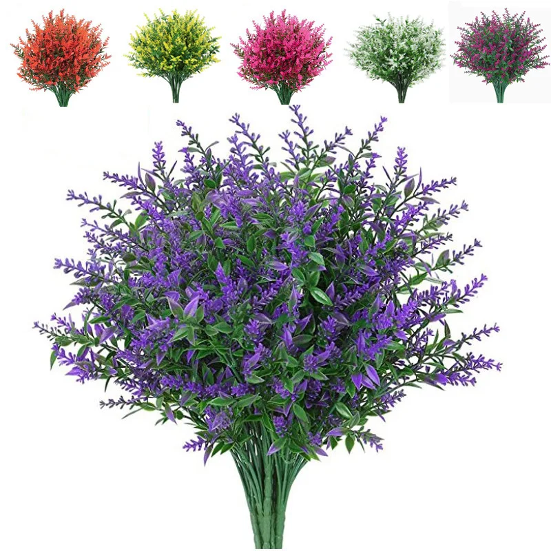 3/5/10Pcs Artificial Flower Plastic Lavender Fake Plant Home Table Outdoor Garden Decoration Wedding Bridal Bouquet Decoration-animated-img