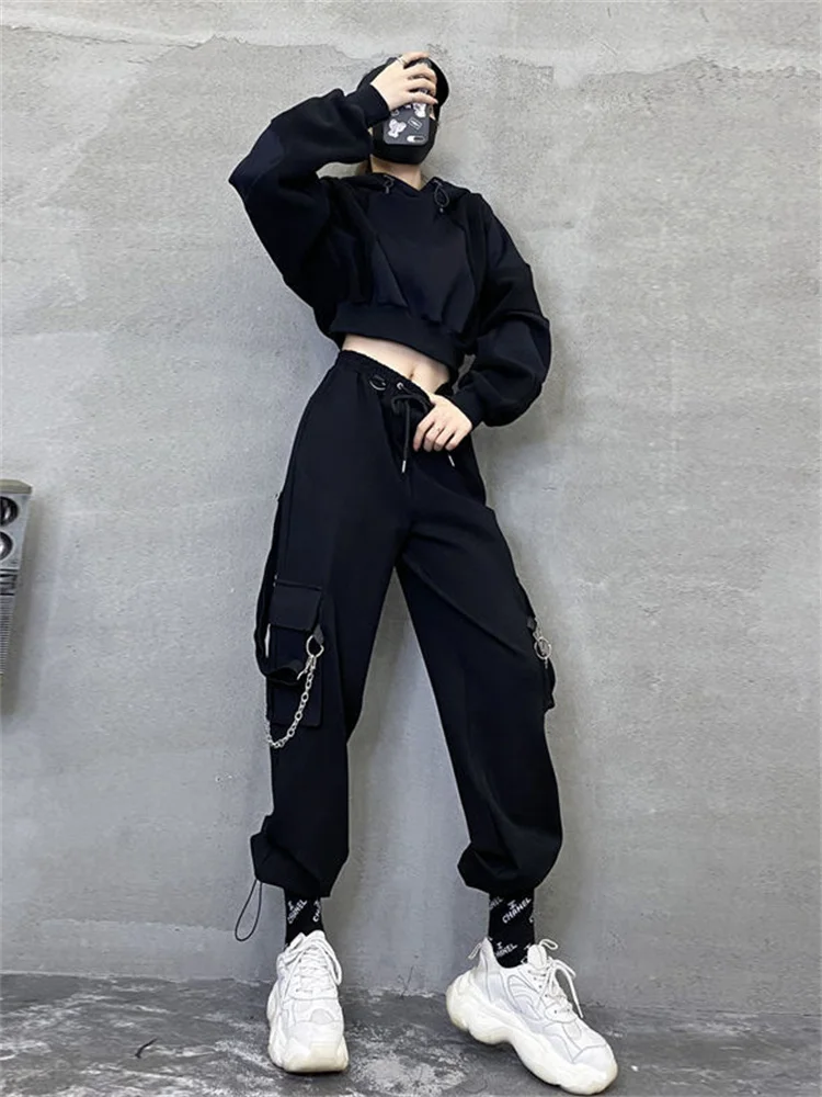 black chain cargo pants