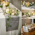 Rustic Burlap Lace Table Runner Natural Imitated Linen Tea Table Cover Table Runners for Wedding  Decor Christmas Birthday Party preview-6