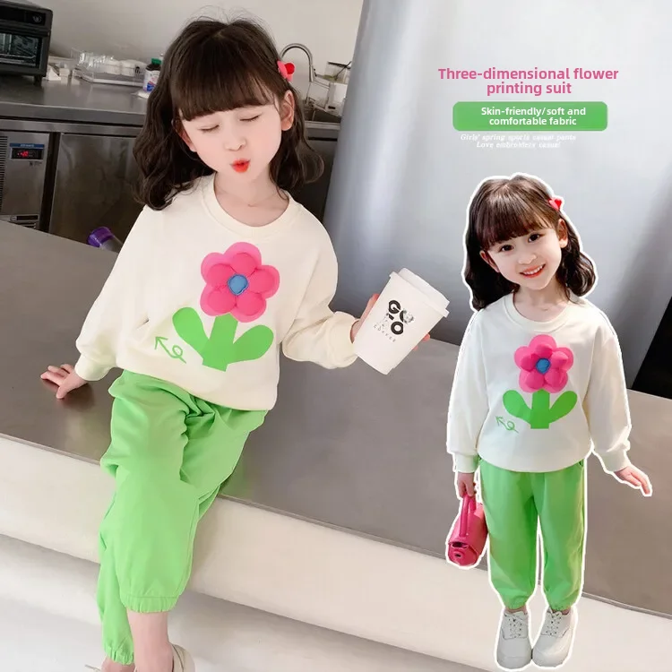 Spring-autumn 2023 New Children's Suit Women's Baby Autumn Collection Stylish 2-piece Set Girls Infant Clothing preview-2