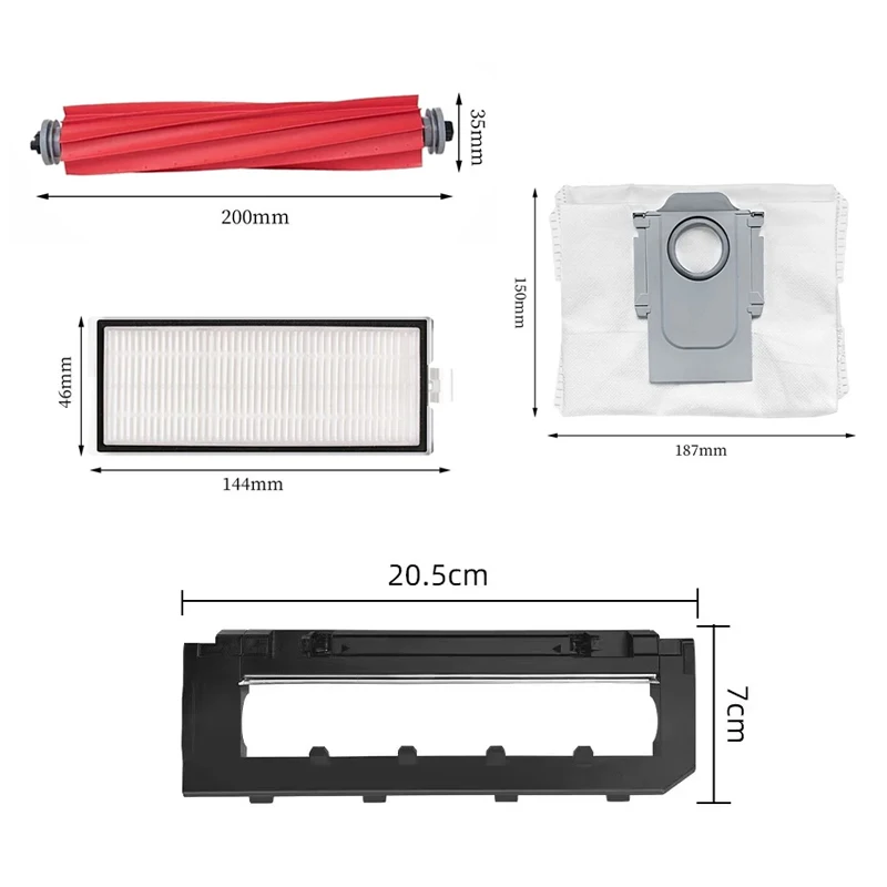 For Roborock Q7 Max,Q7 Max+,Q7 Plus,T8 Hepa Filter Robot Vacuum Cleaner Spare Parts Main Side Brush mop cloth Dust Bag-animated-img