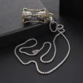 Fashion Vintage Stainless Steel Time Hourglass Snake Pendant Necklace Trendy Men's Accessories preview-3