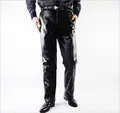 #2202 Faux Leather Pants Men Fashion Casual Plus Size 29-42 Motorcycle Trousers Men PU Leather Pants Black Straight High Quality preview-2