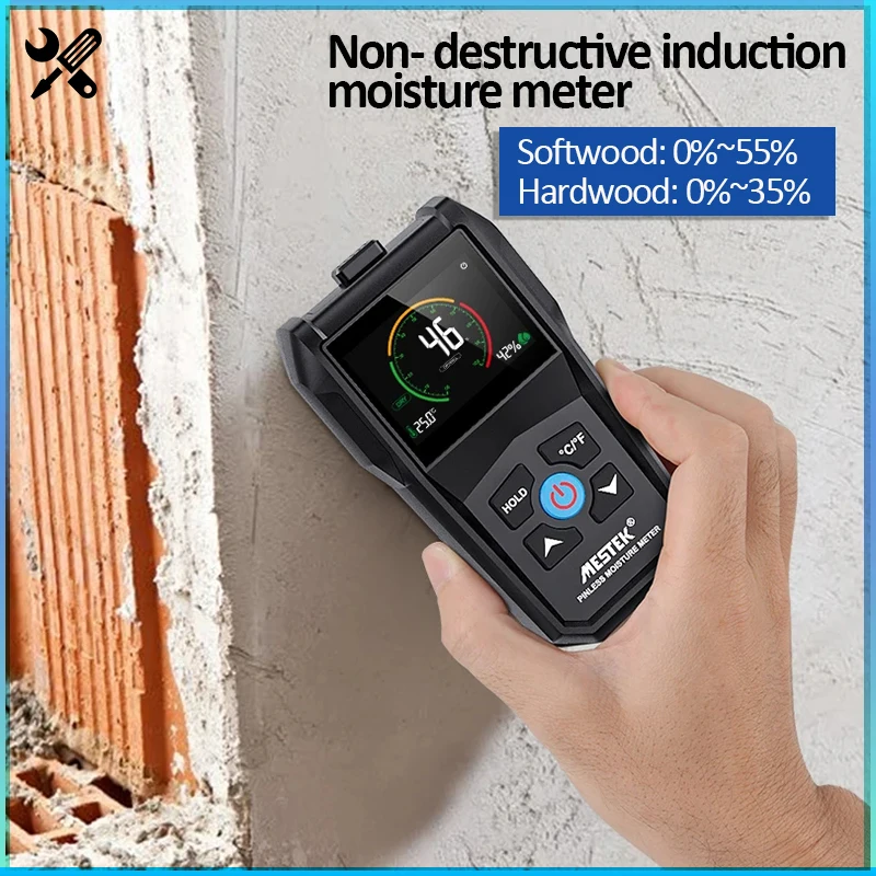 Digital Moisture Meter Wood Timber Damp Detector Alarm Function Humidity  Tester Non-contact Spherical Hygrometer Moisture Detect