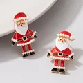 Cute Enamel Santa Claus Stud Earrings For Women Exquisite Imitation Pearl Cartoon Christmas Earring Xmas New Year Party Gifts preview-2