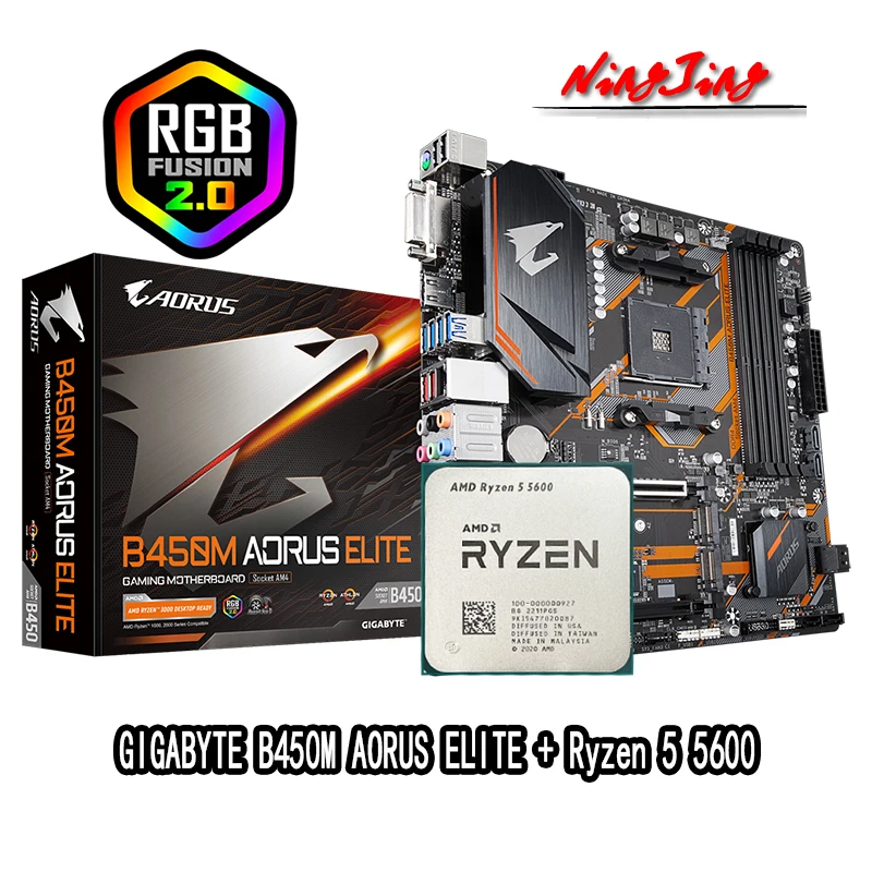 Купить Алиэкспресс | AMD Ryzen 5 5600 R5 5600 CPU + GA B450M AORUS ...