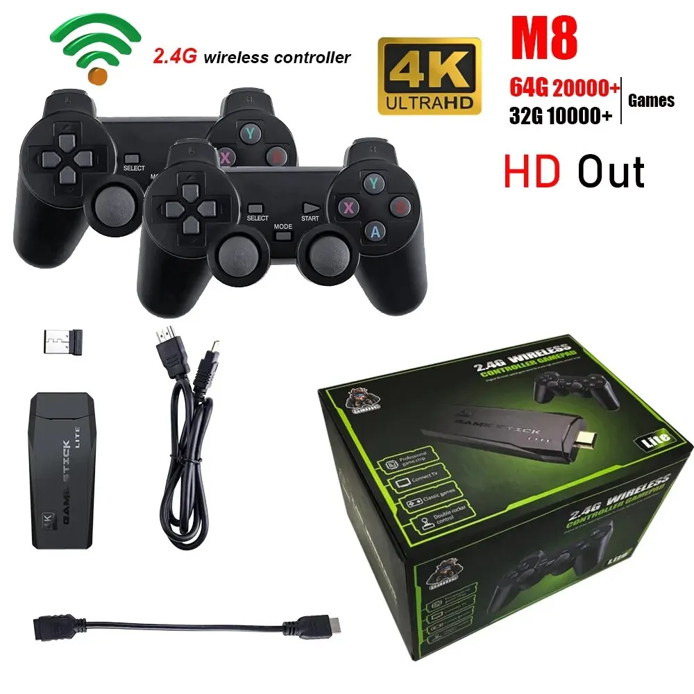 Video Game Console 2.4G Double Wireless Controller Game Stick 4K 20000 Games 64 32GB Retro Games for PS1/GBA Boy Christmas Gift-animated-img