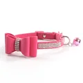 Hot Pink Dog Collar with Bell for Big Small Dogs Elastic Glitter Jeweled Bow Luxury Dog Collar Dog Accessories for Small Dogs preview-5