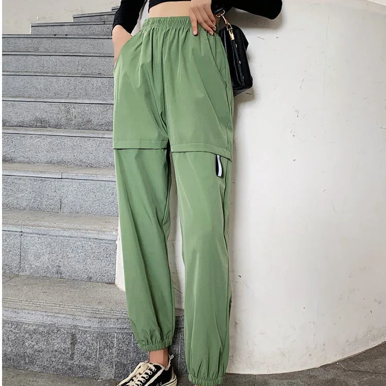 Cumpără Fundul  LIBERJOG Women High Waist Casual Pants Cool Cargo Pants  Streetwear Loose Girls Punk Black White Sports Pants Female Trousers