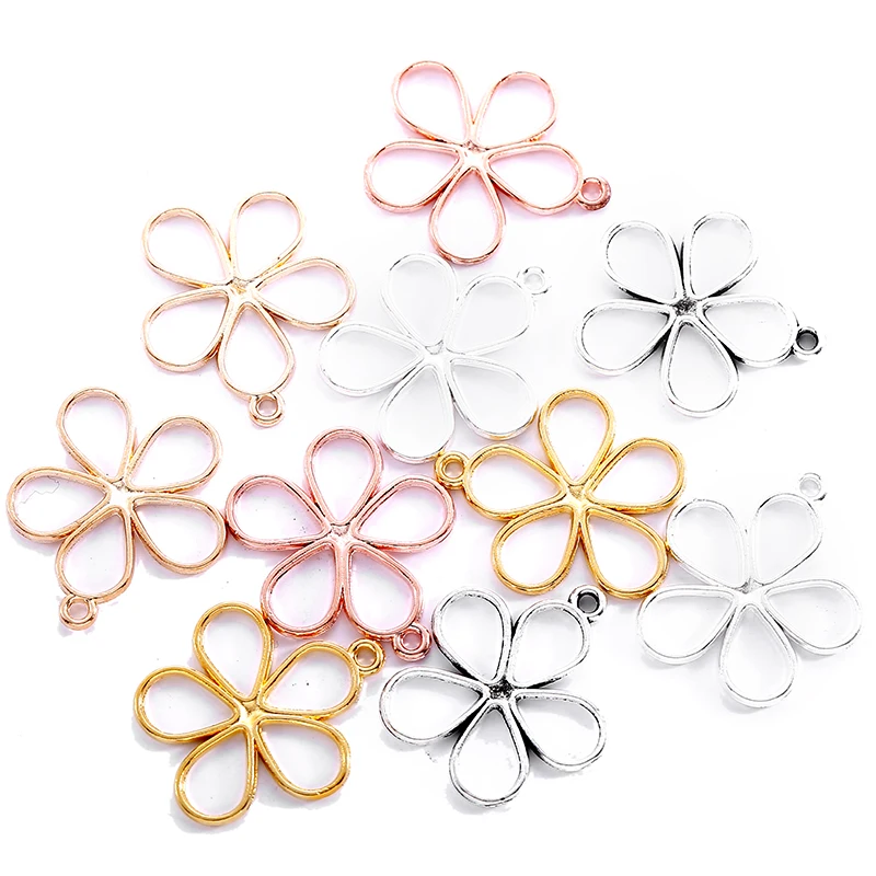 40pcs 19*17mm flower petal Charms for Jewelry Making Fashion Earrings Pendants Necklaces Bracelet Accessories DIY