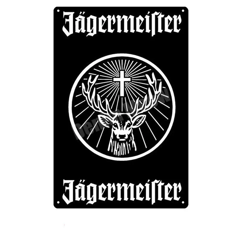 Vintage Drink Jagermeister Deer Head Plaque, Metal Classic Tin