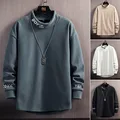 2022 New Tide Brand Velvet Casual Sweater Mens Spring Autumn Printing Bottoming Shirt Male Plus Size Trend Long-sleeved T-shirt preview-2