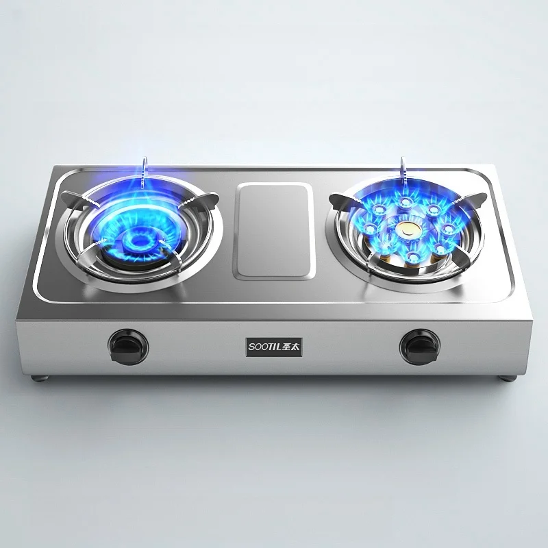 Double Burner Gas Cooker Stainless Steel Table Cocina A Gas Cooktop Fierce Firepower Quemadores De Cocina A Gas Range Stove-animated-img