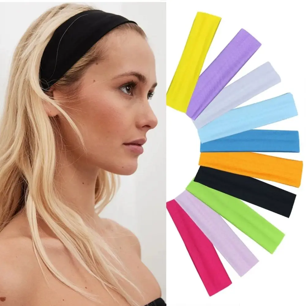 Summer Sports Yoga Hair Band Solid Running Absorb Sweat Headband For Women Men Adjustable Make Up Hair Accessories Headwrap-animated-img