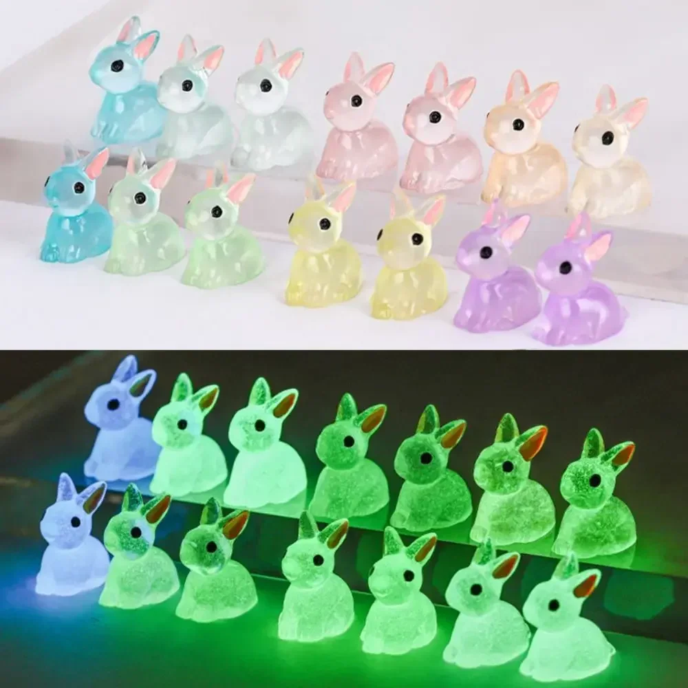 1PC Cute Luminous Bunnies Microlandscape Gardening New Mini Rabbit Ornaments Home Decor Fairy Miniature Figurines-animated-img