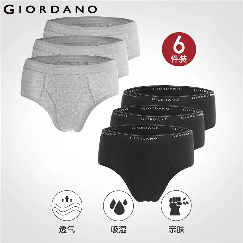 Giordano Men Underwear Mens Briefs 6pcs Solid Underwear Men Ropa Interior Hombre Briefs Men Cotton Cueca Masculina Calzoncillos-animated-img