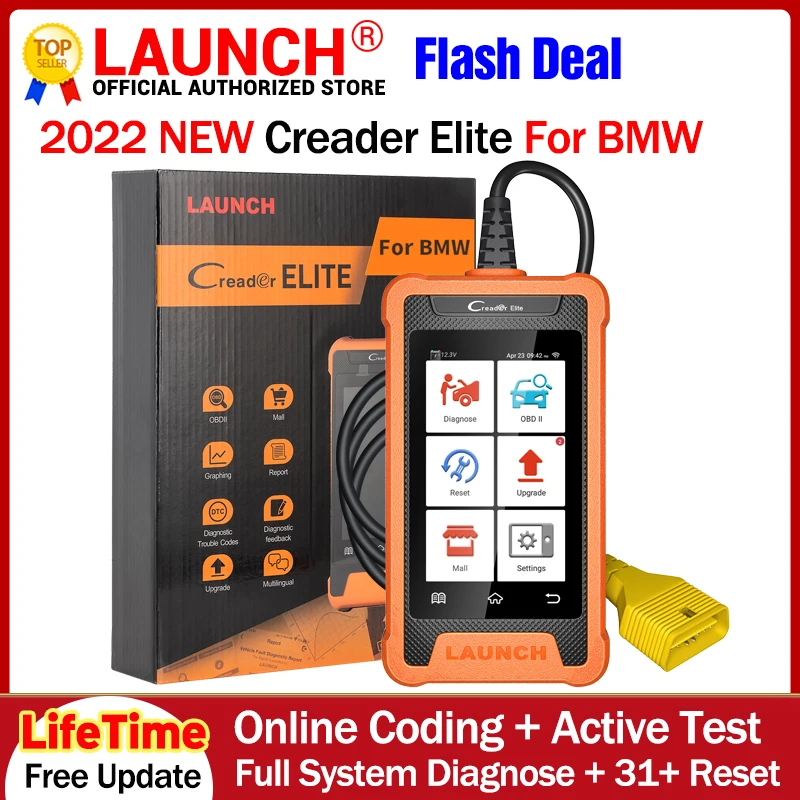 LAUNCH X431 Elite CRE200 OBD2 Scanner Auto ABS SRS Diagnostic Tool Car EOBD OBDII  Code Reader Scan Tool Multilingual Free update