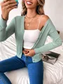 Autumn Winter Women Long Sleeve Solid Button Front V Neck Cardigan Femme Korean Fashion Vintage Knit Soft Cashmere Sweater Top preview-3