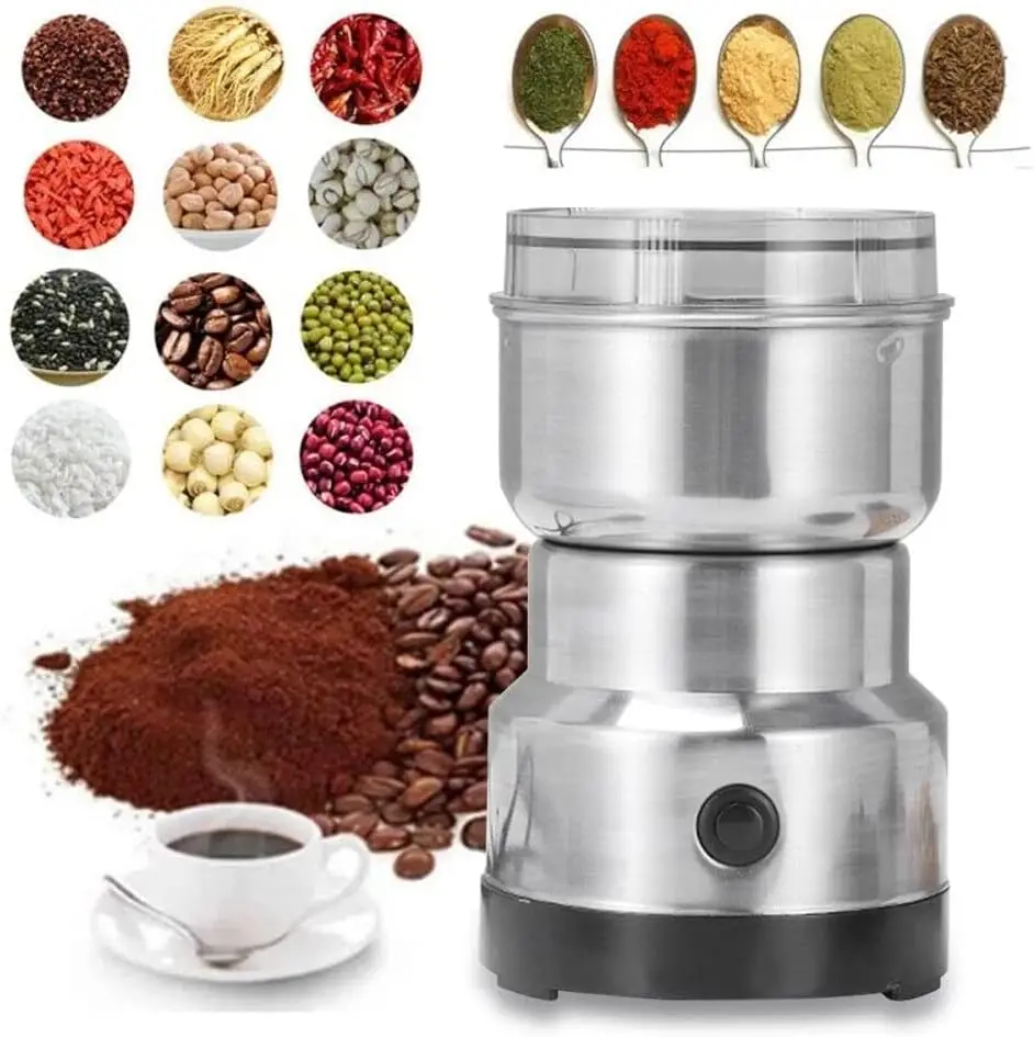 Electric Grinder Four Edged Blade Kitchen Cereal Nuts Beans Spices Grains Grinder Machine Multifunctional Home Coffee Grinder-animated-img