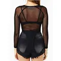 Black Mesh Transparent Slim T-shirts Summer Women O-Neck Long Sleeve Super Stretch Mesh Tee Tops CKFZ-049 preview-2