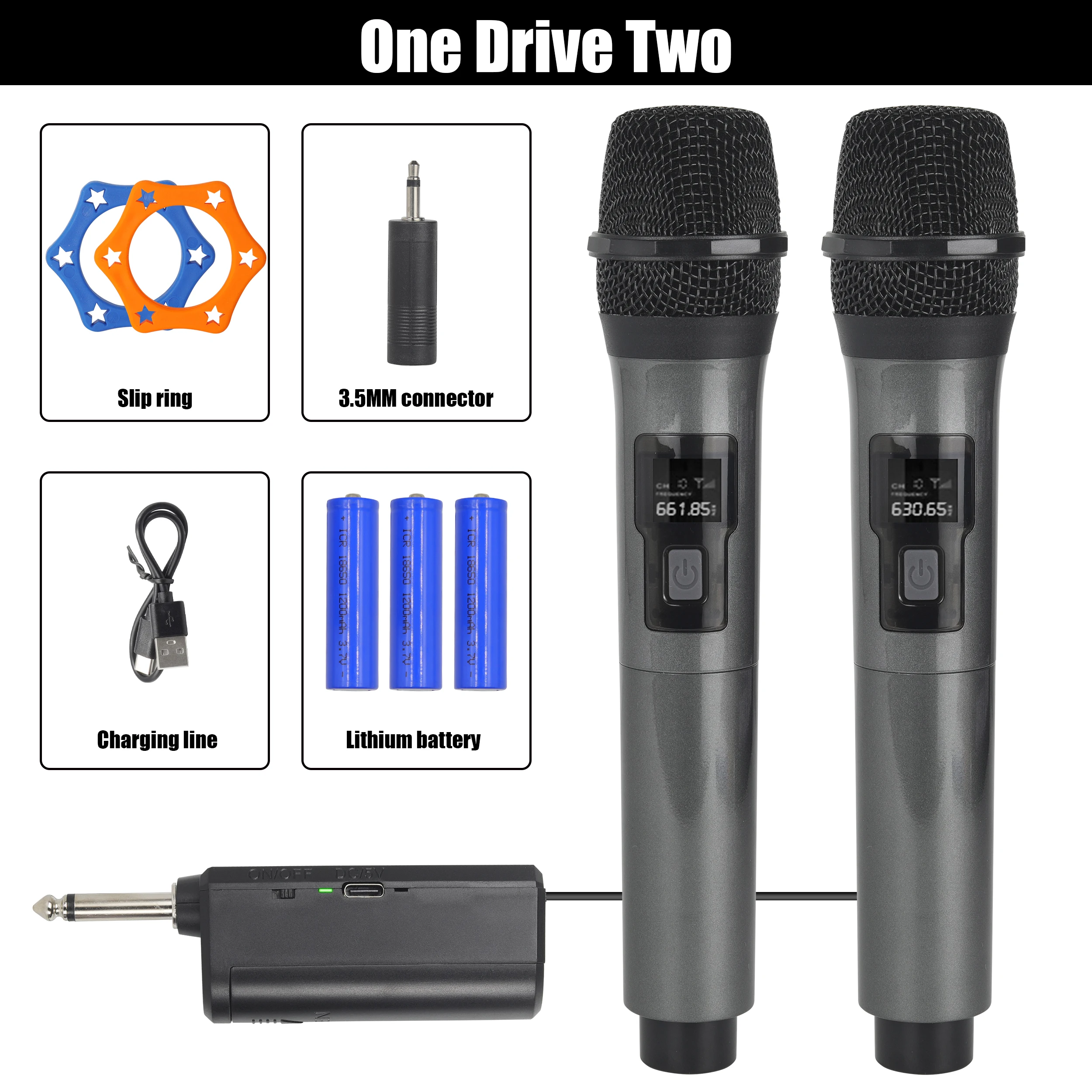 Wireless Microphone 2 Channels UHF Fixed Frequency Handheld Mic Micphone For Party Karaoke Professional Church Show Meeting-animated-img