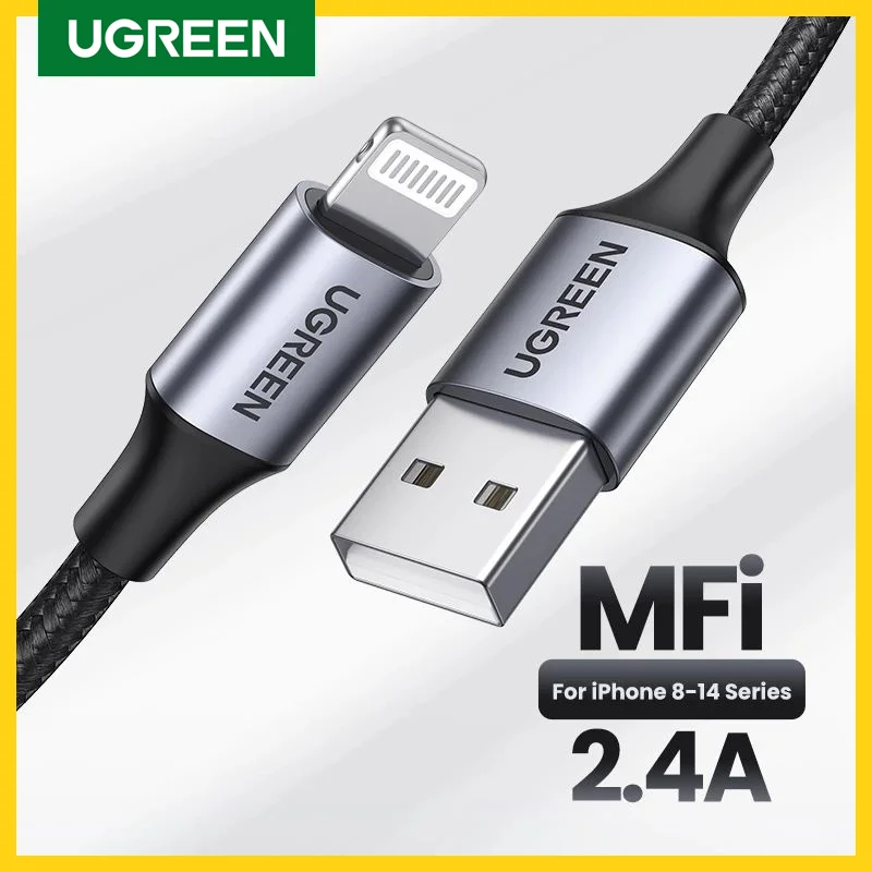 UGREEN iPhone Cable 2M[MFi Certified] Lightning Cable iPhone Charger Cable  2.4A Lightning Cord Compatible for iPhone 14/14 Pro/14 Plus/14 Pro Max,  iPhone 13 Pro 12 Pro Max 11 XS 7 Plus 6S