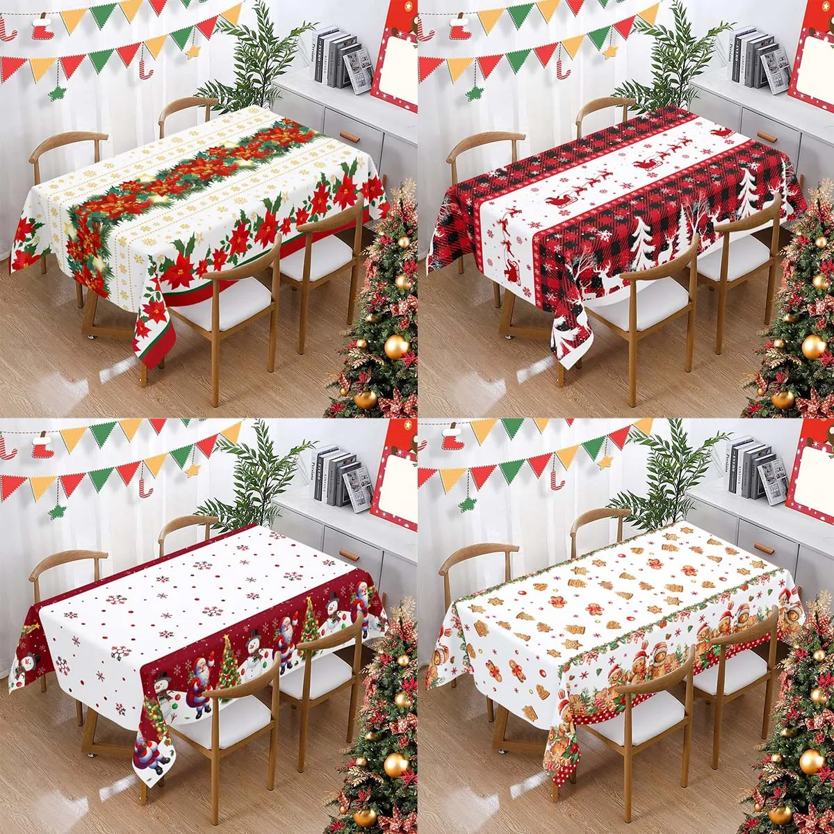 Christmas Disposable Tablecloth Christmas Decorations for Home 2024 Table Cover Navidad Noel New Year Gifts Dining Table Decor-animated-img