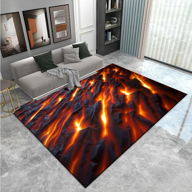 3D Volcano Lava Magma Area Rug Large,Carpet Rug for Living