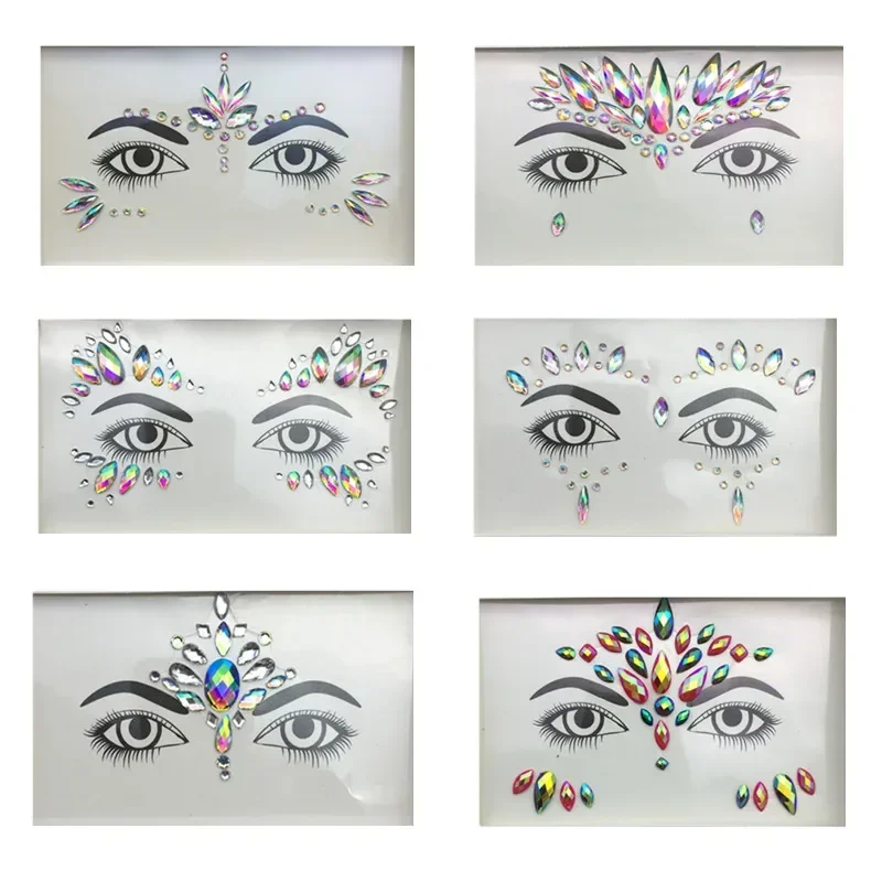 Colourful Kids Makeup Face Stickers Crystal Diamonds Gemstones Girls Women  Holiday Glitter Party Self Adhesive Eye Face Tattoos