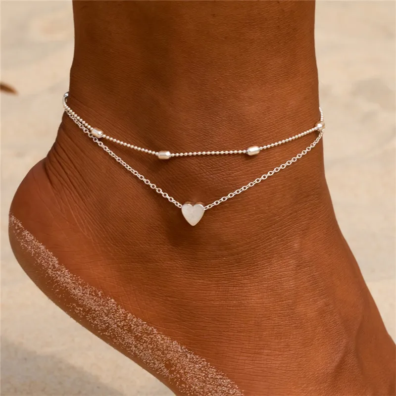 Modyle New Fashion Simple Heart Female Anklets Foot Jewelry Leg New Anklets On Foot Ankle Bracelets For Women Leg Chain Gifts-animated-img