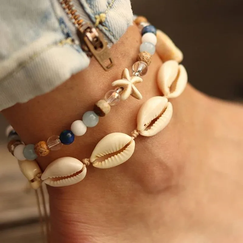 Modyle Bohemian Starfish Anklets For Women Crystal Beads Ankle strap Beach Jewelry Summer Beach Barefoot Bracelet Anklet-animated-img