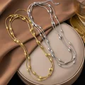 EILIECK New Fashion Stainless Steel Metal Multi-layer Stacking Chain Necklace Bracelet For Women Fashion Waterproof Jewelry Set preview-5