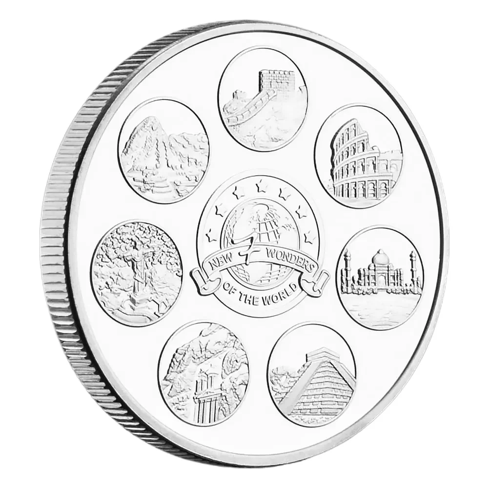 New Seven Wonders of The World Collectible Coin Collection Art Creative Gift  Silver Plated Souvenir Coins-animated-img