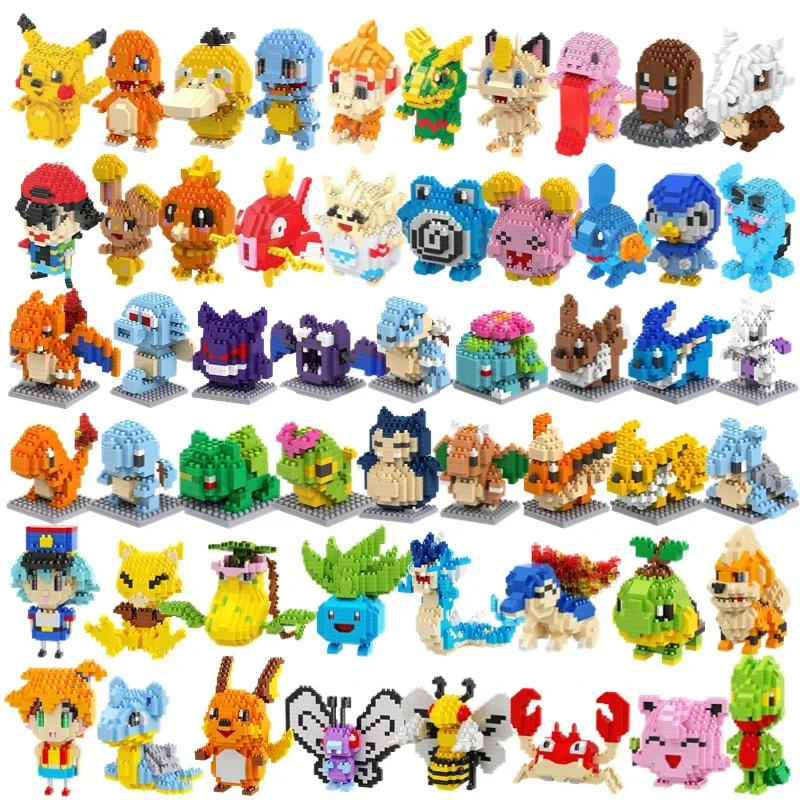 Building Blocks Assembly Anime Picachu Charizard Doll Blastoise Bulbasaur Gengar Bricks Figures Toy for Kid Gift-animated-img