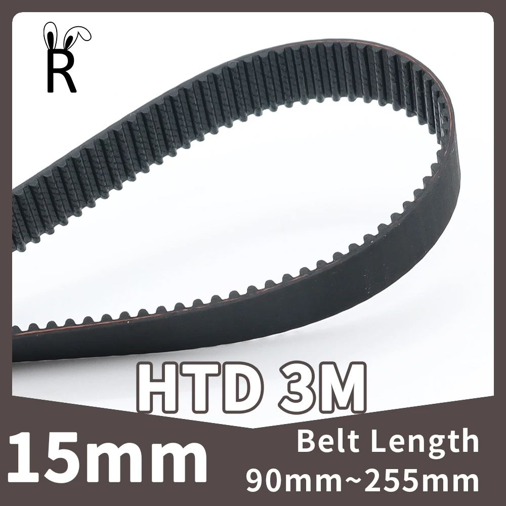 Width 15mm HTD 3M Timing Belt Pitch 3mm Length 90mm~255mm Number Of 30Teeth~85Teeth  Closed Loop Rubber Synchronous Belt HTD3M-animated-img