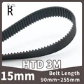 Width 15mm HTD 3M Timing Belt Pitch 3mm Length 90mm~255mm Number Of 30Teeth~85Teeth  Closed Loop Rubber Synchronous Belt HTD3M