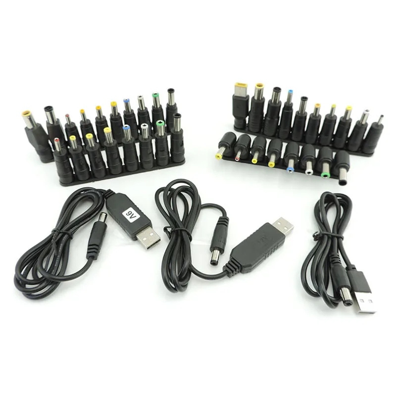 Αγορά AliExpress  USB Power Boost Line DC 5V to 9V 8.6V 12V 12.6V Step UP  Module Converter Cable 2.1x5.5mm Plug to 8 10 DC Male Tips Adapter A7