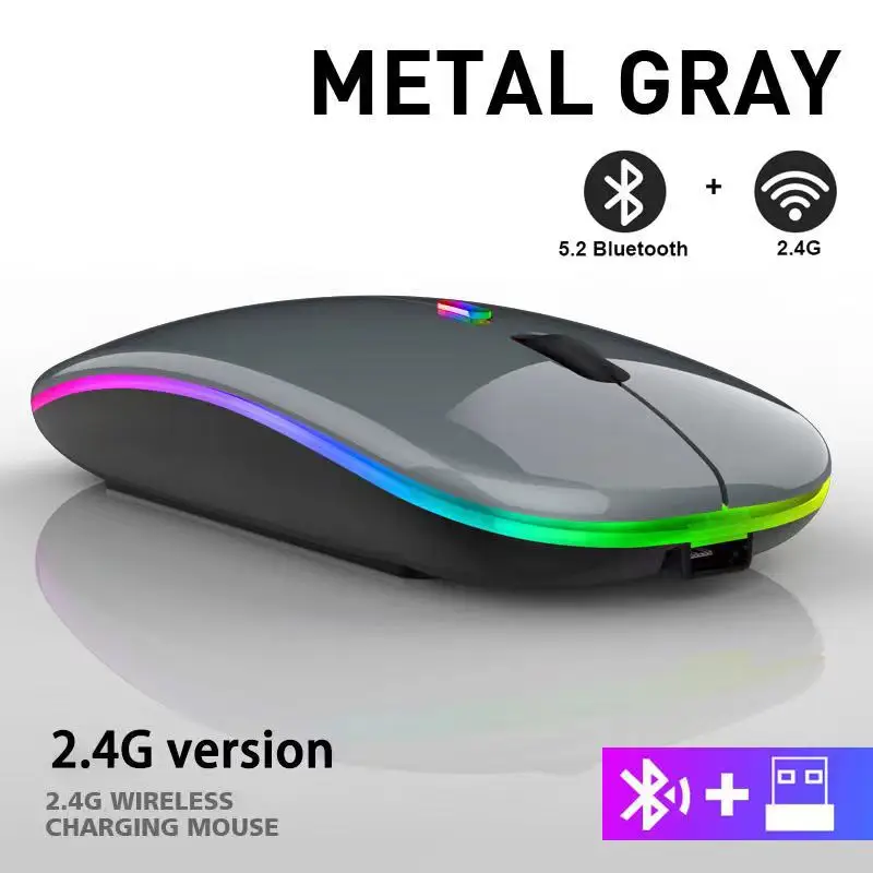 2.4G Wireless Mouse RGB Rechargeable Bluetooth Mice Wireless Computer Mause LED Backlit Ergonomic Gaming Mouse for Laptop PC-animated-img