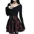 Preppy Style Mini Dress High-Waisted Slimming Plaid Floral Skirt Women's Fashionable Amazon WishPlaid Slimming High-Waisted Wide preview-5