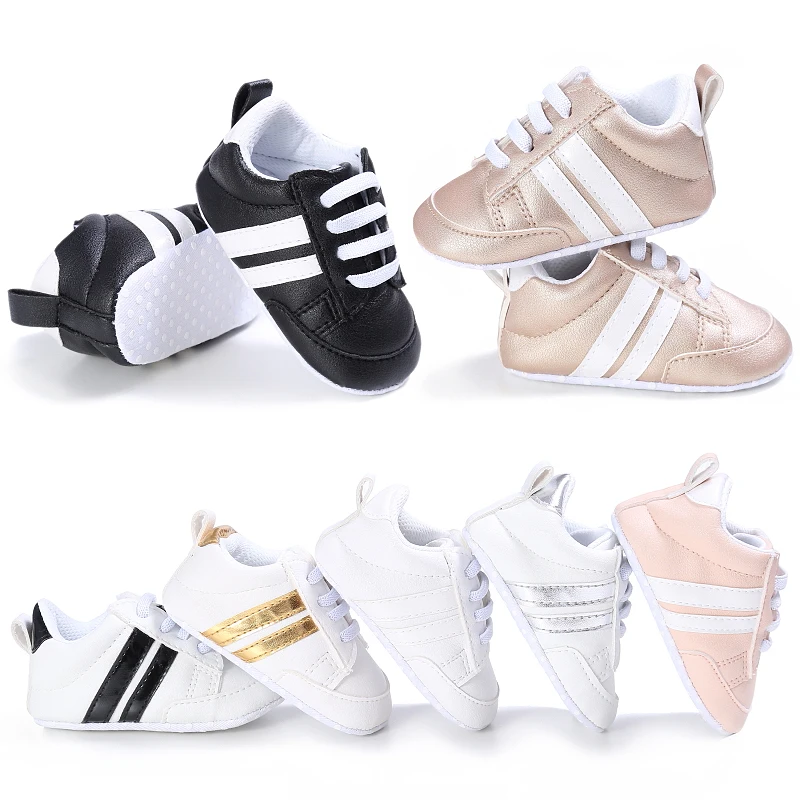 Toddler Baby Girl Shoes 0 to 3 6 9 12 18 24 Months Casual Cute Gold White Baby Boy Shoes First Walkers Soft Crib Shoes Infantil-animated-img